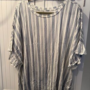 LuLaRoe Women's Striped Top - Blue and White